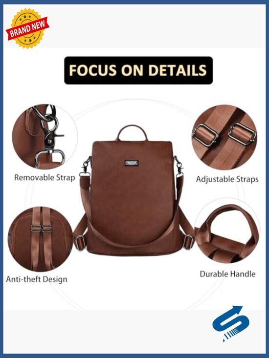 PU Leather Anti Theft Backpack Purse Convertible Travel Daypack main image 7
